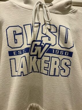 GVSU Lakers Cream Hoodie with Blue Graphic